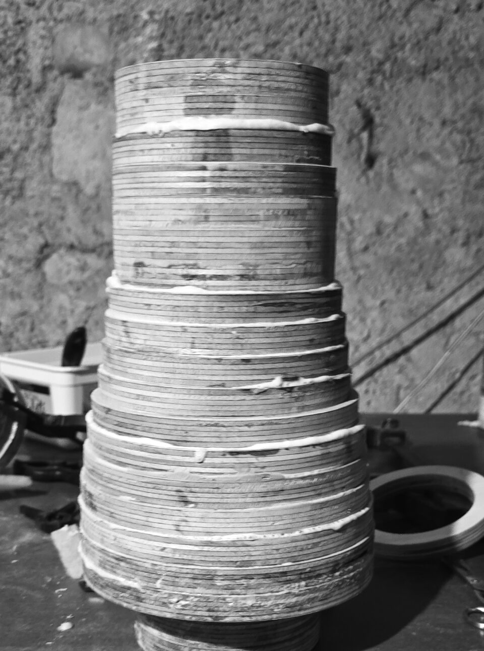 La pila grezza del cono prima della tornitura
